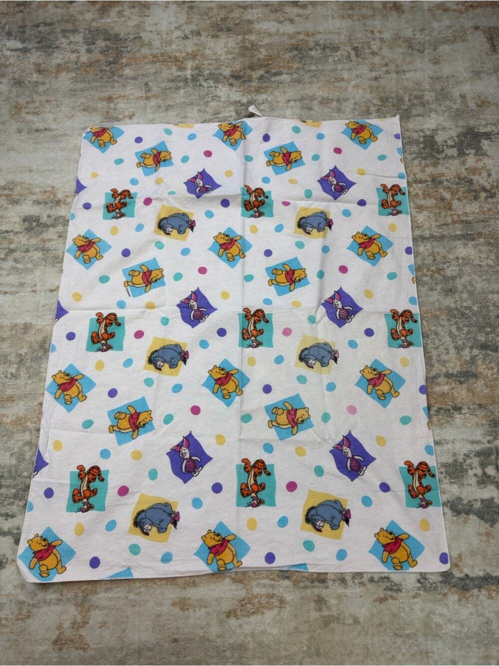 90s Vintage Winnie the Pooh Baby Receiving Blanket  Tigger Eeyore Piglet